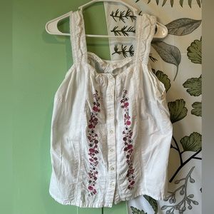 Fashion Bug White TankLink Flowers Embroidered